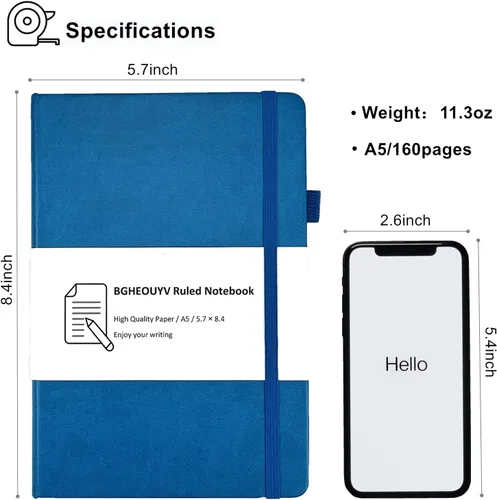 Miniatura 2 de Cuaderno Diario, Cuaderno Universitario Rayado Lineado A5 160 Páginas, Diarios de Tapa Dura para Escribir, Cuadernos para Trabajo Oficina Escuela
