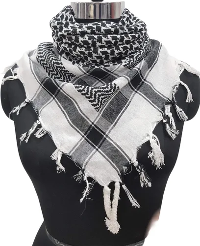 Miniatura 13 de Elu Bufanda Shemagh para hombre - Mujer/100% algodón militar Shemagh Keffiyeh Bufanda Arafat Tactical Desert Rave Bandana para la cabeza