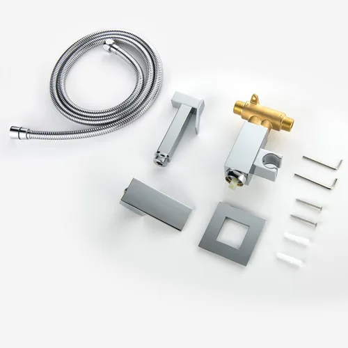 Miniatura 7 de Pulverizador de bidé de mano para agua tibia, bidé cuadrado, pulverizador de mano Shattaf Accesorio de baño para inodoro con válvula mezcladora