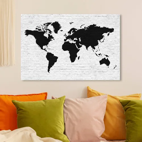 Miniatura 4 de The Oliver Gal Artist Co. Maps - Lienzo decorativo para pared, diseño de ladrillo limpio Mapamundi, decoración del hogar, 36 x 24 pulgadas, negro