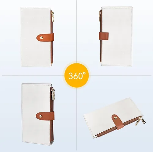Miniatura 8 de Travelambo Billeteras de cuero para mujer, delgada, con bloqueo RFID, billetera plegable para tarjetas de crédito, Marrón beige