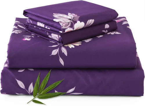 Miniatura 38 de MEISHANG Juego de sábanas tamaño individual, sábanas florales ultrasuaves de microfibra cepillada, sábanas florales de 1800 hilos con certificación