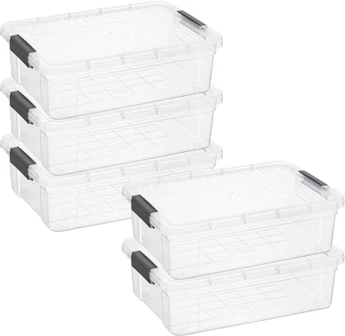 Miniatura 10 de Superio Cajas de almacenamiento transparentes con tapas, contenedores de plástico de 2.5 cuartos de galón para organizar, cajas apilables, sin BPA