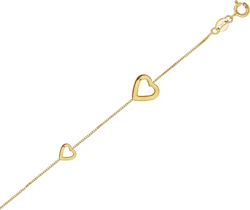 Miniatura 2 de Ritastephens Tobillera de plata de ley u oro de 14 quilates con corazones abiertos, ajustable, de 10 pulgadas, Oro amarillo