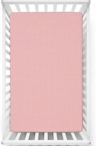 Sábana bajera ajustable para cuna pequeña con temática de cuadros rosados, sábanas portátiles para cuna, suaves y elásticas, sábana bajera para cuna