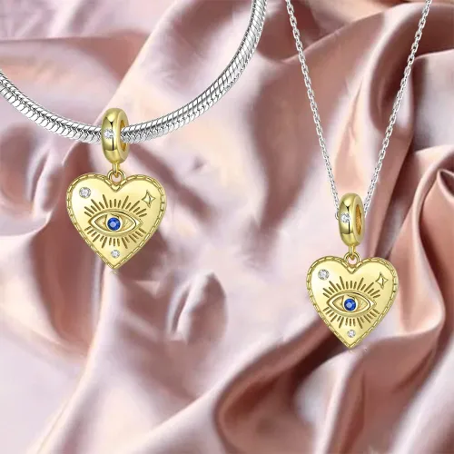Miniatura 2 de AIEGNOS Dijes de Hamsa de mal de ojo para pulsera, collar de plata de ley 925, cuentas de mal de ojo de Fátima para manos de serpiente europea