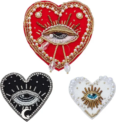 Miniatura 11 de INFUNLY Parches de cuentas de diamantes de imitación de corazón para Halloween, decoraciones rojas de 3 estilos, hechos a mano, parches de cristal