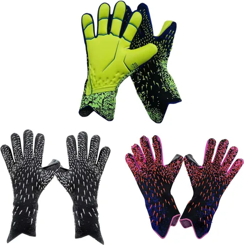 Miniatura 5 de Guantes de portero de fútbol, guantes de entrenamiento de portero, agarre fuerte, antideslizantes y transpirables para adultos y niños Negro