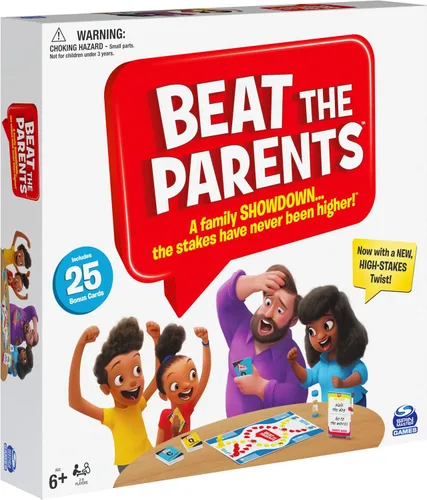 Juego de Trivia Familiar Clásico Beat The Parents, Niños Contra Padres, con 25 Cartas de Bonificación para Edades de 6 años en adelante (Exclusivo