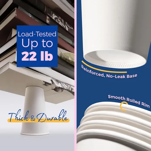 Miniatura 3 de Fit Meal Prep Paquete de 100 Tazas de Café Desechables de 16 oz con Tapas, Tazas de Papel Premium Para Llevar, Tazas de Café Caliente a Prueba