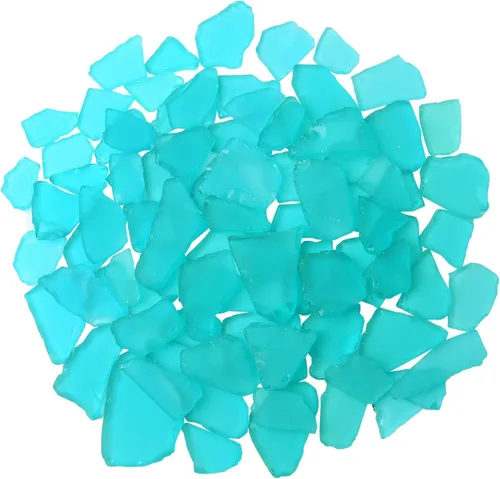 Miniatura 24 de Giftvest Vidrio de mar para manualidades, adornos planos de vidrio de mar esmerilado, relleno de jarrón, suministros de manualidades para playa