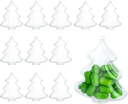 Miniatura 13 de Hammont Adornos Navideños Transparentes Rellenables – Caja de Regalo de Dulces Navideños Reutilizable en Forma de Alpaca para Decoración del Árbol