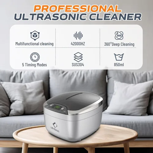 Miniatura 2 de Life Basis Limpiador Ultrasónico Doméstico Limpiador Ultrasónico de Joyas 850ml (28 Onzas) Pantalla LCD con 5 Temporizador Digital Soporte