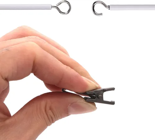 Miniatura 3 de Alambre blanco para cortina de 19.7 ft para decoración de pared, kit para colgar cuadros con 10 clips de cortina, 10 pares de ojos de tornillo