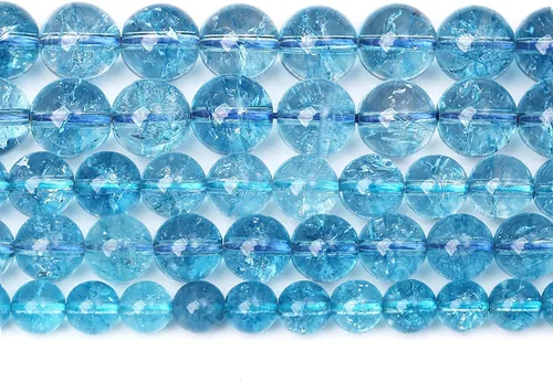 Miniatura 4 de 61 cuentas sueltas redondas de cuarzo de cristal de topacio azul de 0.236 in para hacer joyas, pulseras, collares, aretes Cristal azul