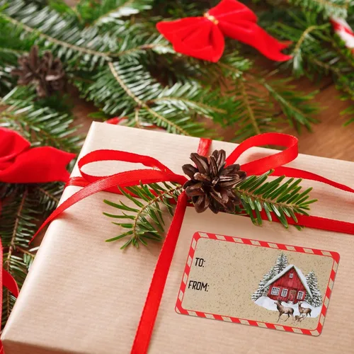 Miniatura 7 de Outus 500 etiquetas de Navidad, etiquetas autoadhesivas de regalo para regalos de Navidad, etiquetas de nombre de Navidad, etiquetas para papel