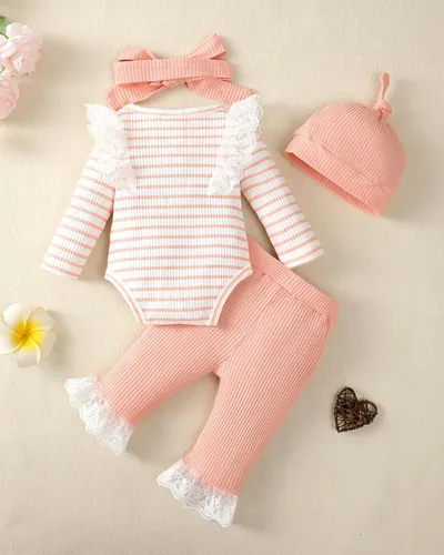 Miniatura 88 de Renotemy Conjunto de ropa para bebé recién nacida, mameluco con volantes, pantalones florales, lindo conjunto de ropa para bebé niña