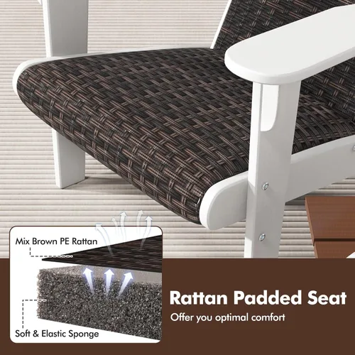 Miniatura 7 de Tangkula Silla Adirondack de mimbre para patio, silla de descanso de polietileno de alta densidad con asiento y respaldo acolchados de ratán