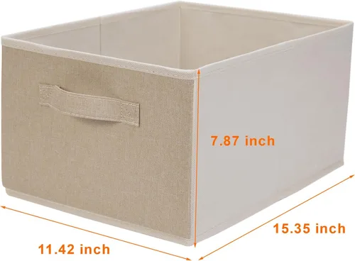 Miniatura 2 de JAKAGO Juego de 4 cestas de almacenamiento de tela rectangulares con asa, organizador plegable de armario para ropa, toallas, ropa de cama, libros