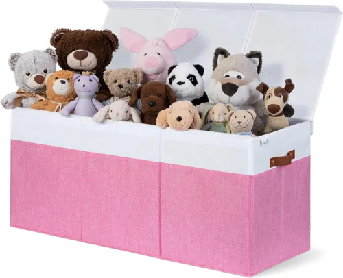 Miniatura 14 de SoftOwl Organizador de almacenamiento de juguetes extra grande con tapa, diseño de caja de almacenamiento de juguetes resistente y plegable, Negro