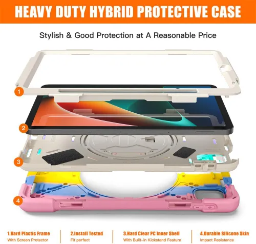 Miniatura 3 de Para Xiaomi Pad 5 / Xiaomi Pad 5 Pro Funda de tableta de 11.0 pulgadas 3 en 1 Marco de plástico duro + doble silicona