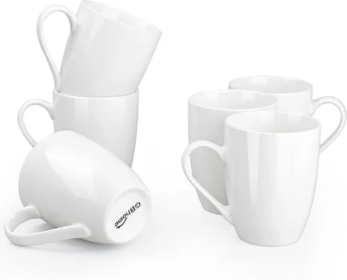 Miniatura 16 de GBhome Juego de 6 tazas de café de 12 onzas, tazas de café de cerámica con flores adhesivas para hombre, mujer, mamá, papá, juego de tazas de café