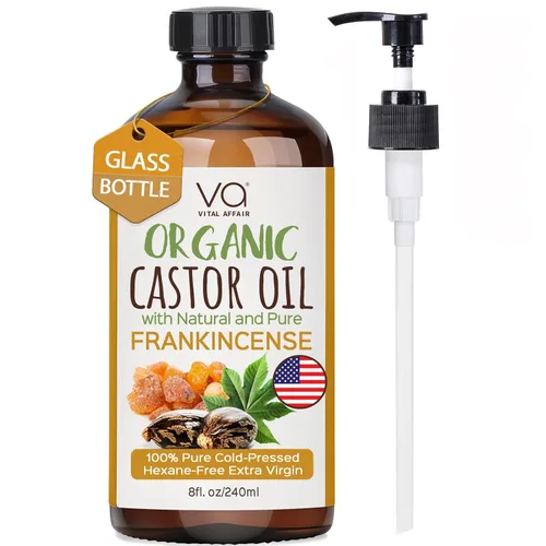 Miniatura 10 de Aceite de ricino orgánico prensado en frío sin refinar de VITAL AFFAIR en botella de vidrio - Aceite de ricino certificado por la USDA