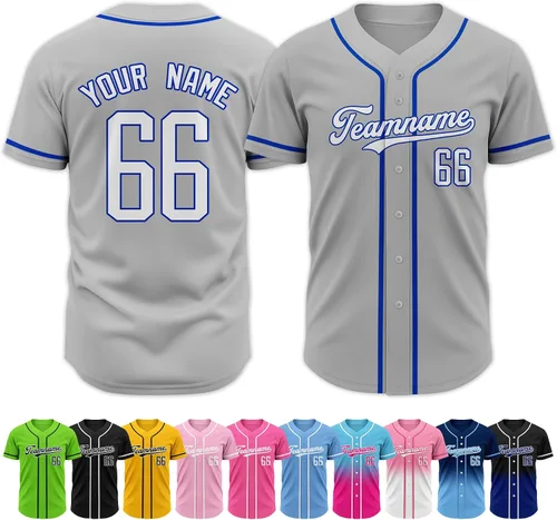 Miniatura 24 de Custom Baseball Jersey Stitched Personalized Name Number Baseball Shirts Sports Uniform for Men Women Boy