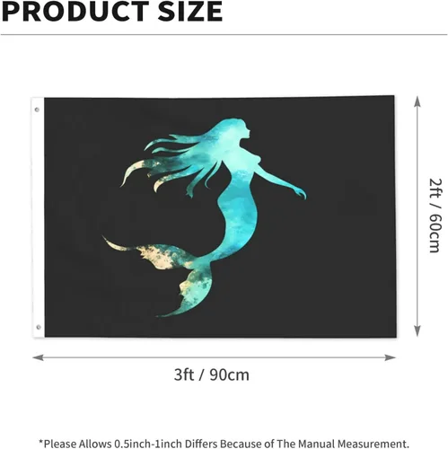 Miniatura 3 de Bandera de jardín con diseño de sirena de animales marinos y océanos de 2 x 3 pies, banderas voladoras de poliéster duradero con ojales