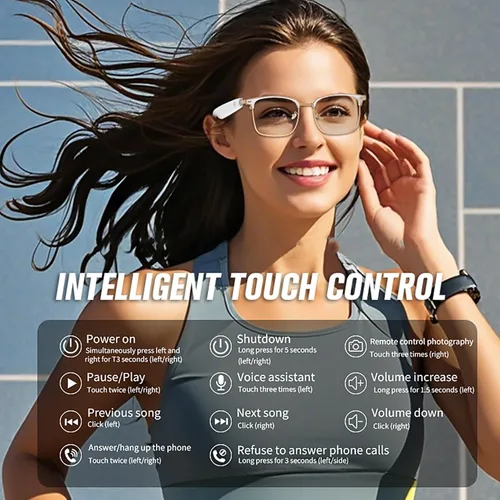 Miniatura 6 de Xmenha Lentes inteligentes Bluetooth para hombres y mujeres, lentes de sol fotocromáticos, cristal inteligente de música AI con altavoces