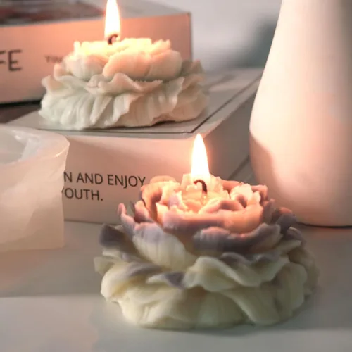 Miniatura 2 de BIBABLYKE Molde de vela de silicona de peonía grande 3D, hecho a mano, creativo, flores, aromaterapia, yeso, resina, suministros para hacer jabón