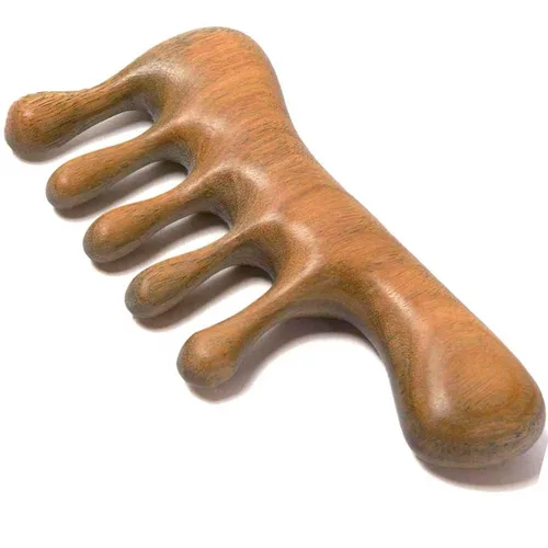 Miniatura 11 de Peine de masaje de madera, masajeador de cuero cabelludo de madera, Gua Sha para relajación del estrés, peine Loc para Sisterlocks - Sándalo verde
