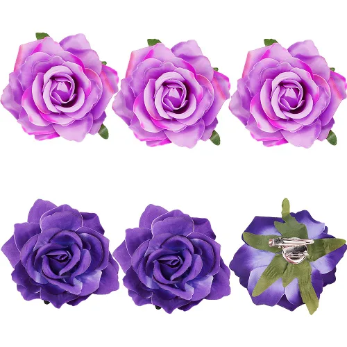 Miniatura 9 de Ahoney 6 pinzas para el cabello de flores negras para mujeres y niñas, accesorios para el cabello negro, flores florales, pinzas de cocodrilo, Beige