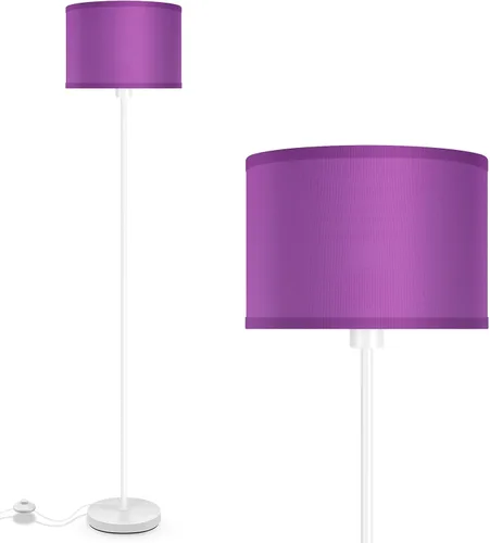 Miniatura 14 de Lámparas de pie doradas para sala de estar, lámpara de pie moderna, pantallas blancas, interruptor de pie, lámparas de poste simple lámpara alta