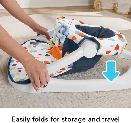 Miniatura 8 de Fisher-Price - Silla portátil para bebé, asiento para suelo Sit-Me-Up con Darling Dots, con mordedor y sonajero para recién nacidos libres de BPA