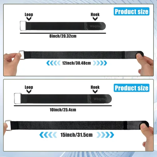 Miniatura 2 de Paquete de 10 correas elásticas de cincha de 1 x 8 pulgadas, correas de nailon de alta resistencia, correas de nailon ajustables reutilizables