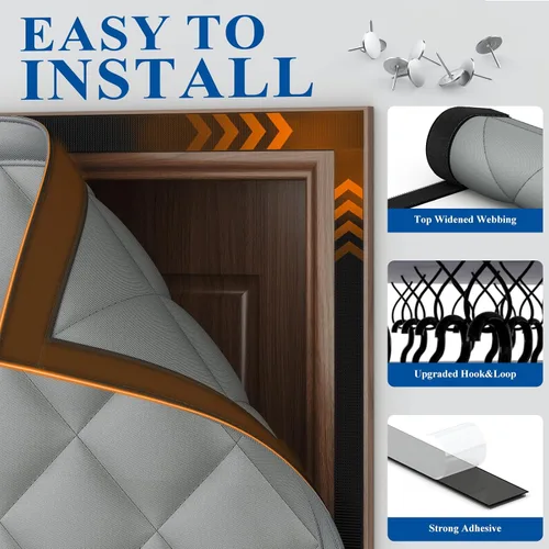 Miniatura 9 de MAGZO Cortina aislante para puerta corrediza de vidrio para invierno, 72 x 80 pulgadas, relleno Oxford mejorado con algodón grueso, kit de Gris