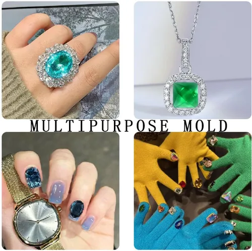 Miniatura 7 de KuuGuu 4 moldes de silicona para piedras preciosas, moldes de resina transparente, moldes de fundición de joyería para hacer manualidades, aretes