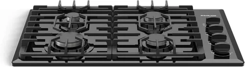 GASLAND Placa de cocina de gas de 30 pulgadas, color negro, estufa de gas con 4 quemadores sellados Sabaf, enchufe de cable de 4 pies, rejillas de