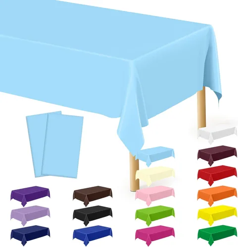 Miniatura 32 de Suministros de regreso a clases, 2 manteles de 108 x 54 pulgadas, manteles desechables coloridos para el primer día de escuela, rectangular
