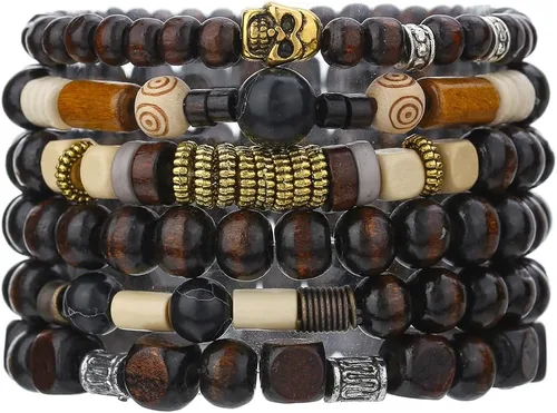 Miniatura 13 de Gothic Bracelet Adjustable Punk Braided Multilayer Grunge Set Beaded Bracelets Emo Metal Cuff Wrap Bracelets Stackable Meaningful Gift
