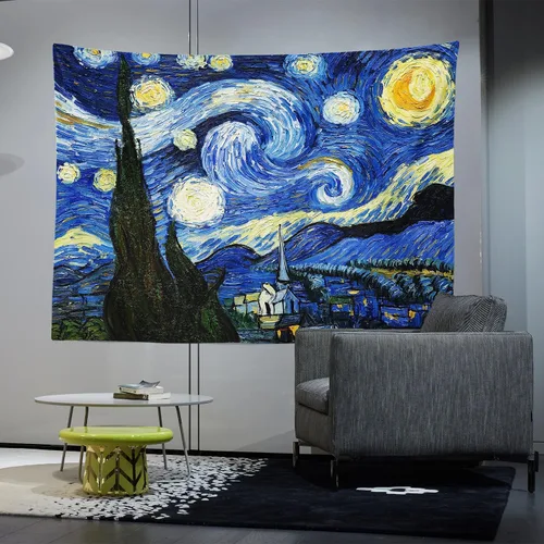 Miniatura 22 de Chitteri Vincent van gogh - Tapiz colgante de flores de almendra, 60 x 45 pulgadas, arte de pared de poliéster para decoración del hogar