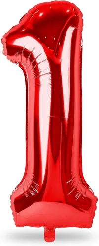 Globos rojos del número 1, 40 pulgadas, grandes globos de aluminio con números del 0 al 9 para mujeres, globo de helio digital autoinflable para