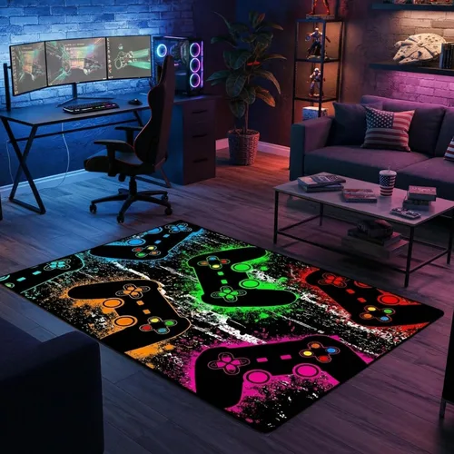 Miniatura 12 de Alfombras gamer para dormitorio de niños, pintura de dibujos animados, alfombra de juegos para adolescentes, decoración genial de sala
