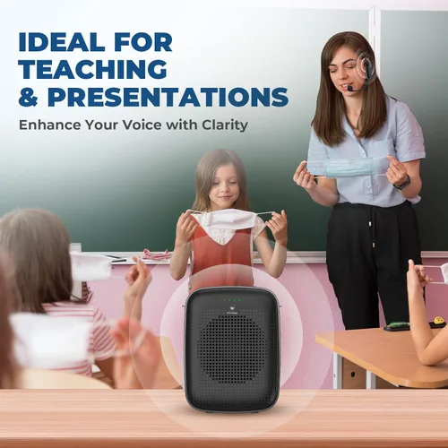 Miniatura 8 de Amplificador de voz inalámbrico Bluetooth para profesores - Mini amplificador portátil de 15 W con micrófono inalámbrico, micrófono personal