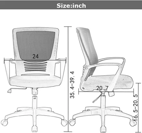 Miniatura 3 de Silla de escritorio de malla para computadora con brazos de apoyo lumbar, elegante silla ejecutiva moderna y giratoria con soporte lumbar