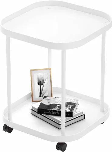Miniatura 9 de Mesa auxiliar villertech con ruedas, mesa auxiliar de sala de estar, mesa lateral móvil de plástico para sofá, mesa auxiliar pequeña, mesita de Azul