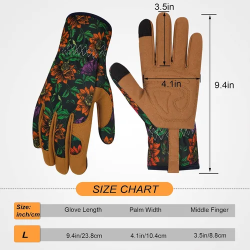 Miniatura 2 de Guantes de jardinería de cuero para mujer, guantes de jardín a prueba de espinas, guantes de trabajo para pantalla táctil, regalos Colorb
