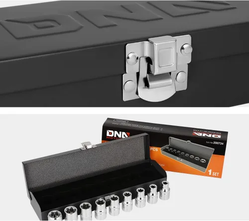 Miniatura 4 de DNA Motoring TOOLS-00133 - Juego de 9 llaves de vaso Torx externas de 1/2 pulgada - E10, E11, E12, E14, E16, E18, E20, E22, E24, con estuche