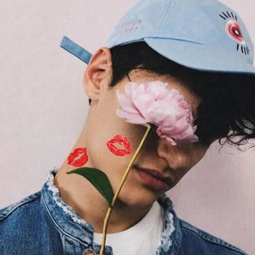 Miniatura 3 de Calcomanías de tatuaje para el día de San Valentín, diseño de corazón, beso, labio, tatuajes temporales, decoración del día de San Valentín